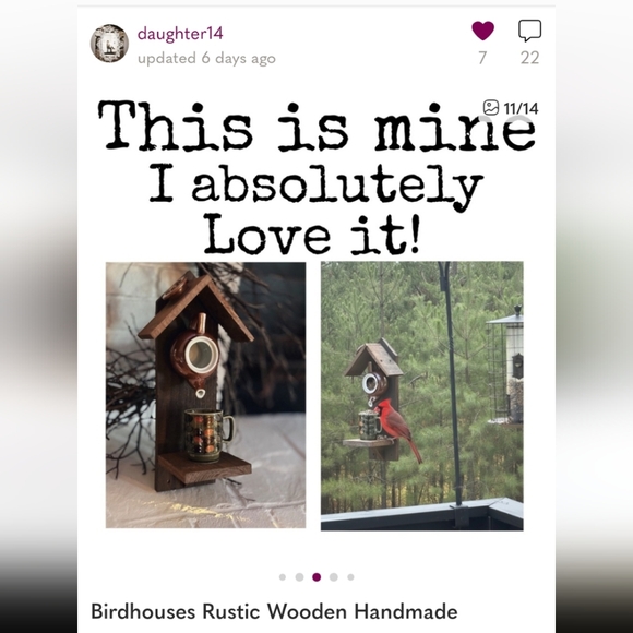 Rustic Wooden Bird Feeder Candy Apple - Picture 6 of 16